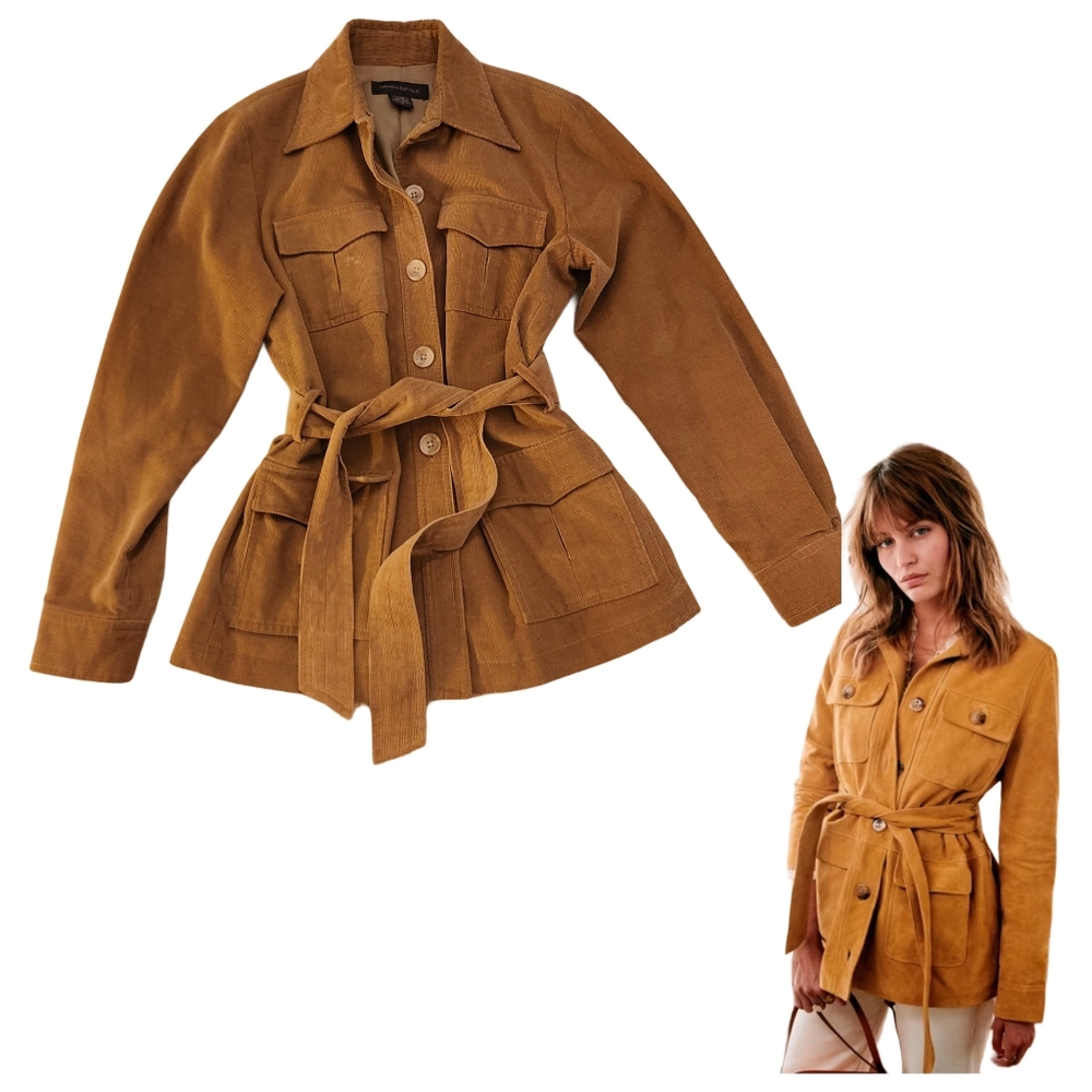 Vintage Banana Republic Tan Belted Blazer cotton corduroy